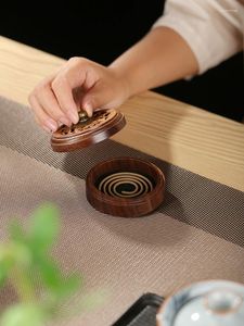 Set di accessori da tè Bruciatore di incenso in noce vintage fatto a mano Piatto Zen repellente per zanzare in legno di sandalo per interni domestici