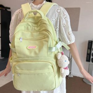 حقائب المدرسة العصرية الإناث الصفراء سفر الطالبة على ظهره فتاة Kawaii Nylon Women Laptop Ladies Cute College Book Back Fashion