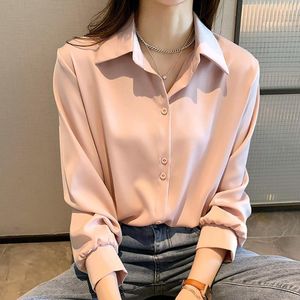 Frauenblusen Chiffon Shirt Frauen 2023 Frühling Design Sinn Korean Mode Bluse Professionelle Temperament Textur Female Long-Ärmeln Top