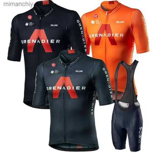 Cykeltröja sätter 2023 ineos grenadier cykling tröja sätter kort seve andning av mountain racing cykel uniform bib shorts sommar cykla kläder q231107