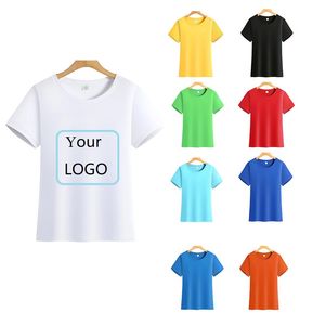 Custom Logo 100% Cotton Men T Shirt Women Short Sleeve Plain Tee DIY Bulk DTF Printing Blank Mens Crew Tshirts 200gsm LS-2600