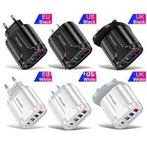4 Ports USB C Type c PD Wall Charger Eu US AC Home Travel Power Adapters 3.1A For Iphone 15 12 13 14 Pro Max Samsung lg M1