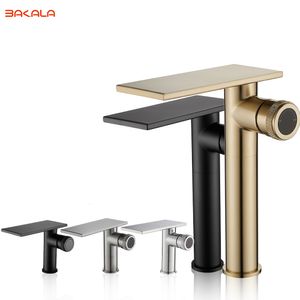 Banyo Lavabo Muslukları Şelale Havzası Siyah Pirinç Banyo Soğuk Su Mikseri Vanity Musluk Güverte Monte Washbasin Tap 230406