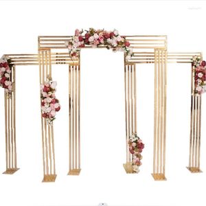 Party Decoration 2023 Arch Shiny Square Screen Backdrop Welcome Door Flower Shelf Wedding Decorate Gold-plated Geometry Stand Frame