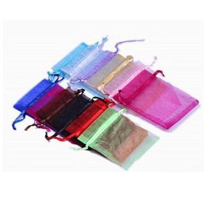 500pcs Solid MultiColor Organza Jewelry Bags Luxury Wedding Voile Gift Bag Drawstring Jewelry Packaging Christmas Gift Pouch