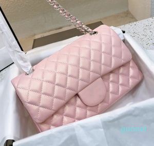 Opalizowanie perłowo -Pink Classic Classic Torby z srebrną metalową sieć sprzętową Crossbody Ramię luksusowy projektant Tote Multi Pochette