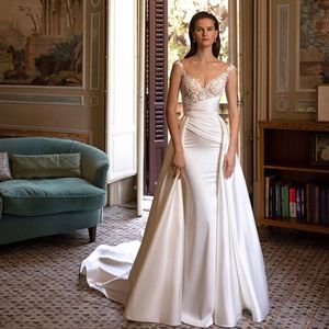 Boho Floral Chweling Dress Deep V-deck koronki aplikacje ślubne suknie ślubne plażowe suknie ślubne Novia 2024 Koronka kwiatowa