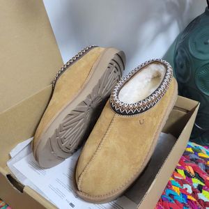 Pantofole Tasman Pantofole Tazz Pantofole in lana di castagno Pelle di pecora classici super mini stivali con suola spessa inverno scarpe da uomo e da donna in peluche tomaia in pelle scamosciata lana autunno