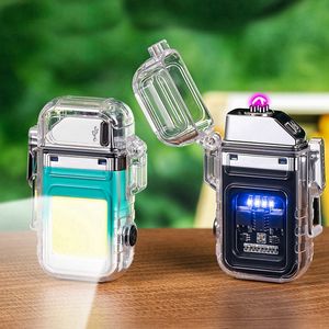 COOL Colorful Pendant ARC Lighter Waterproof USB Cyclic Charging Portable Headlamp Electricity LED Light Power Display Herb Cigarette Tobacco Smoking Holder DHL
