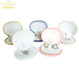 Watch Boxes Cases 10pcslot Shell Shape Lovely Velvet Wedding Engagement Ring Box For Earrings Necklace Bracelet Jewelry Display Gift Box Holder 230404