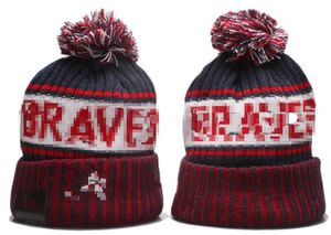 Braves Beanies Bobble Hats Capsball Ball Caps 2023-24 مصمم أزياء دلو القبعة مكتنزة مكتنزة فو بوم قبعة عيد الميلاد قبعة متماسكة A3