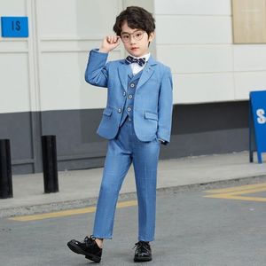 Men's Suits Top Quality Big Boys Wedding Plaid 3 Piece Teen Kids Formal Tuxedo Blazers Party