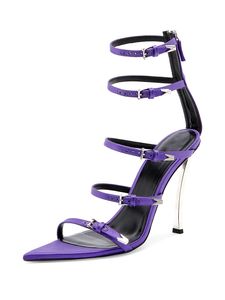 2024 Ladies Real Leather Sandals Stiletto High Heel Point Peep Toe Piller Buckle Gladiator Satin Shoes Party Ankel Strap Wedding American Europe Zipper Size Size