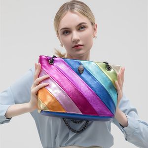 Shoulder Bags Real Leather Tote Handbag Rainbow Micro Fiber Eagle Head Luxury Deigner totes Cross Body Jointing Purse Kurt Geiger Mini Kensington shopping bag