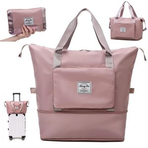 Storage Bags Large Capacity Folding Bag Portable Travel Fitness Waterproof Tote Carry On Luggage Handbag Duffel Set PinkStorage