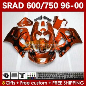 Motorradkörper für SUZUKI SRAD GSXR600 GSXR750 1996 1997 1998 1999 2000 168No.130 GSX-R750 GSXR-600 96-00 GSXR 750 600 CC 600CC 750CC 96 97 98 99 00 Verkleidung orange Flammen