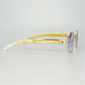 Fashionable luxury outdoor sunglasses Men Oval Trendy Sunglass Clear White Horn Eyewear Retro Round Transparent Gafas De SolKajia