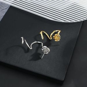 Backs Earrings Flashbuy 1PC Gold Silver Color Rose Flowers Clip For Women Unique Design Ear Cuff Minimalist Jewelry