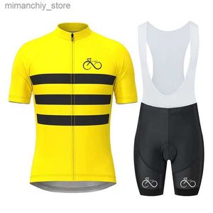 サイクリングジャージーセットストライプサイクリングジャージーセットメンズサイクリング衣服夏の短いSEVE MTBバイクスーツロードレースbicyc squyc bookerab乗馬服q231107