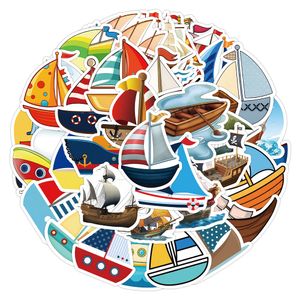 50 pezzi adesivi per barche a vela cartoni animati adesivi colorati graffiti fai da te custodia per telefono mista decalcomania impermeabile per bagagli