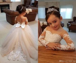 Vestidos Primera Comunion Two Piece Ball Gown Flower Girl Dress Lace Toddler Glitz Pageant Dresses Pretty Kids Prom Gown0981223392