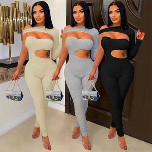 2023 Women's Spring Fashion Bodysuit clubwear grimma jumpsuits off shoulder-byxor svarta kläder