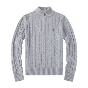 Designer Men's Grey Luxury Thicked tröja Runda hals Långärmad herrbokstav trycker Höst/vinterkläder Slim Fit Pullover Men's Street Top M-2XL