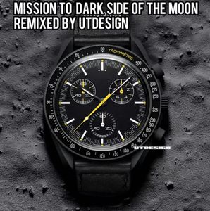 Moon Men tam işlevi izle Quaz Chonogaph Saatler Mecuy 42mm Naylon Watch Limited Edition Maste Wistwatches