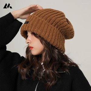 Beanies Beanie/Skull Caps Beanie Hat For Women Men Winter Sticked Autumn Outdoor Loose Crochet Wool Warme Cap Female Hats Girl