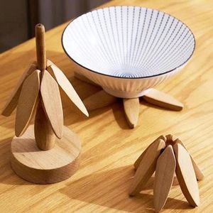 Table Mats 1 Set Heat Insulation Elegant Tree-inspired Design Anti-scald High Temperature Beech Wood Protection Coasters