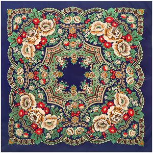 Sarongs 130 cm 2021 Nytt lyxmärke Böhmen tryck Winter Silk Scarf Women Twill Floral Turban pannband Stor Hijab Square Scarf Shawl P230403