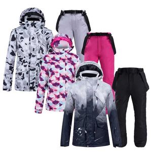 Andere Sportartikel -30 Männer Frauen Skianzug Set Snowboardbekleidung Eis Schnee Kostüm Winter Outdoor Sport Outfit Wasserdichte Kleidung Jacken + Hosen HKD231106