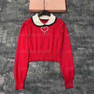 Pullover Damen Designerinnen Frauen Tops Spleiß Polokragen Langarm gestrickt Pullover akademischer Stil Alter Reduktion Niedlicher Top -Herbst -Sweater Strickwege