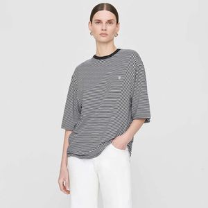 Bings bordados camisetas listradas designer de algodão solto designer curto de mangas curtas Tops de verão casuais tshirts