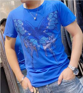 Men's T Shirts Summer T-Shirt Animal Rhinestone Pattern Brand Fashion Hair Stylist Korean O-Neck Design Short Sleeve