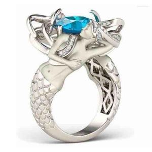 Wedding Rings 2023 Fashion 7 Colors Mermaid CZ Party Band For Women Men Drop Jewelry Gifts