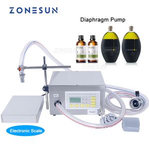 Zonesun ZS-DP621W Semi自動液体食用オイルミルクの重量と充填機ダイアフラムポンプウォーターボトルフィラー