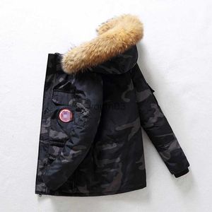 Męskie Parkas Parkas Down Parkas 2023 Nowy zimowy płaszcz w dół unisex mody futra kołnierz z kapturem długą gęstą ciepłą kurtkę na zewnątrz garnitur narciarski zwykły płaszcz parkowy YQ231106