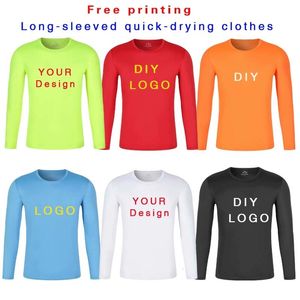 Mens Tshirts Långärmad snabb torr rund nacke thirt anpassad andningsskjortor Sports Fitness Outdoor Printed Running Work Clothes 230404