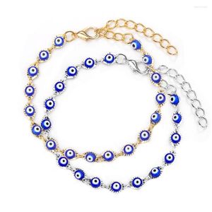 Charmarmband amulet nazar Evil Blue Eye Armband Lucky Gold Silver Color Mässingskedja Bangle For Women Prayer Smycken