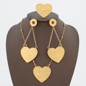 Necklace Earrings Set Heart Shape Jewelry For Women African Sweet Design Drop And Pendant Dubai Party