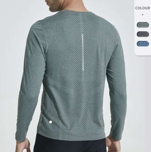 lu Herren-Yoga-Outfit, Sport-Langarm-T-Shirt, Herren-Shirts im Sport-Stil, Training, Fitness-Kleidung, elastisch, schnell trocknend, Sportbekleidung, Oberteil in Übergröße, 5XL, dünne Mode, hohe Qualität