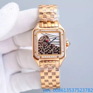 Luxury Women Diamond Watch Ladies Christmas Gift Business Lopard Phantomshell Dial Sapphire Mirror 3D 1: 1 904L Stal nierdzewna dama urok darmowa wysyłka