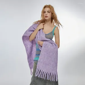 Sciarpe 2023 Tessuto misto lana grezza invernale con colori floreali Sciarpa da donna Tinta unita Versatile Ispessito caldo Scialle resistente al freddo