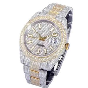 blingbling polvere giù Orologi da polso firmati Rolesx Data orologio di lusso Orologi subacquei Acciaio 904L Movimento automatico Cubo di ghiaccio bicolore Diamante Gypsophila