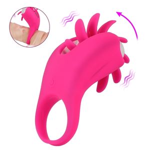 Vibrators 10 Speeds Vibrators Penis Ring Cock Rings Rotation Oral Vagina Clitoris Stimulator Gspot Massager Tongue Licking Adult Products 230404