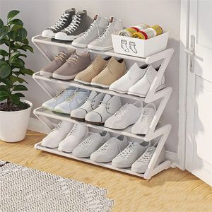 Neue Z-förmige Schuhe Kleiderbügel Rack Home Abnehmbare zusammengebaute Schuhschulen Studentenlosenlager organisieren Regal Sneakers Pantoffel Schränke