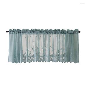 Cortinas de cortina semi-transparentes para janelas de cozinha Cafe transparente com renda no bolso do quarto (51 x 16