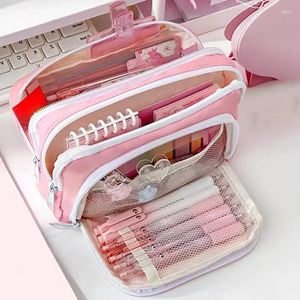 Girl Large Capacity Aesthetic Pencil Bag School Case Pen Holder Cute Stationery Simple Style Zipper Pouch Supplies