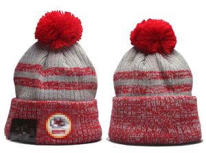 Erkekler örgü kelepçeli pom kansas city beanies kc bobble şapkalar spor örgü şapka çizgili yan çizgili yün sıcak beyzbol biyazları kapak kadınlar için